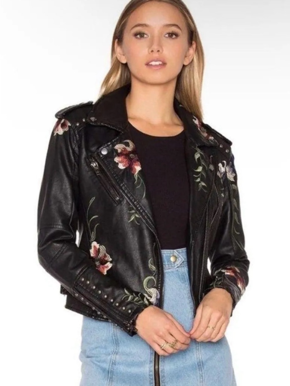 BLANK NYC faux Leather
Embroidered Floral Moto Jacket NWT - Picture 2 of 12